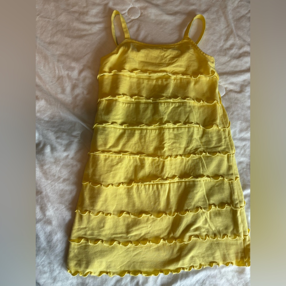 Hanna Anderson yellow tiered dress size 120/6